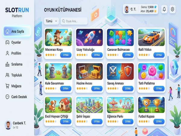 Slotrun platform arayüzü genel görünüm